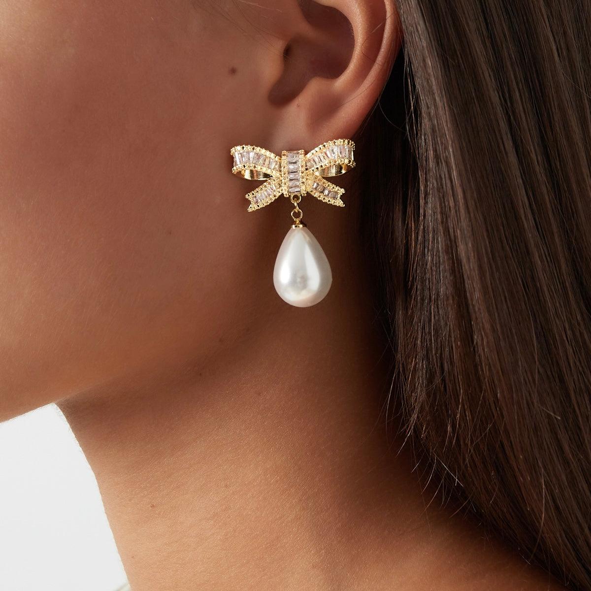 FRENCH RIVIERA | Pearly Bow -rusettinapit (hopea)