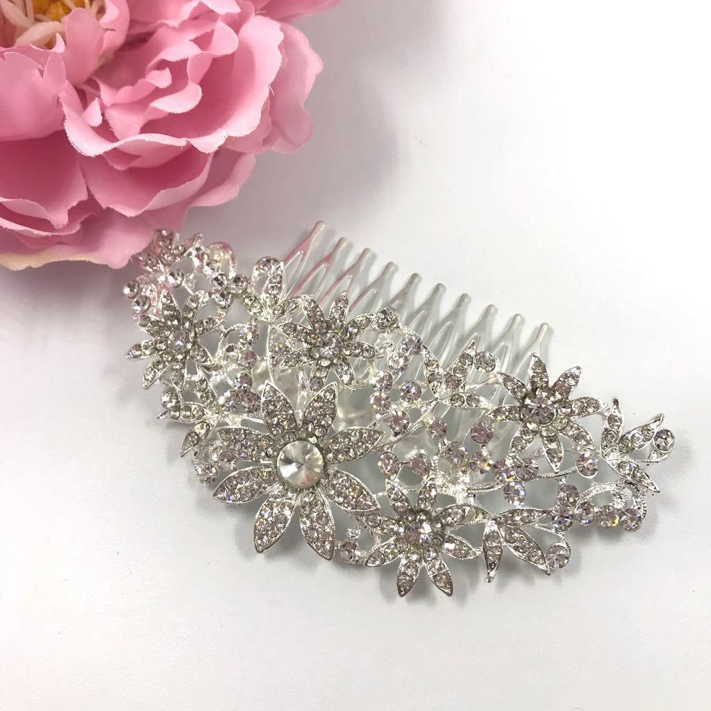 Hair ornament, Crystal comb Daisy