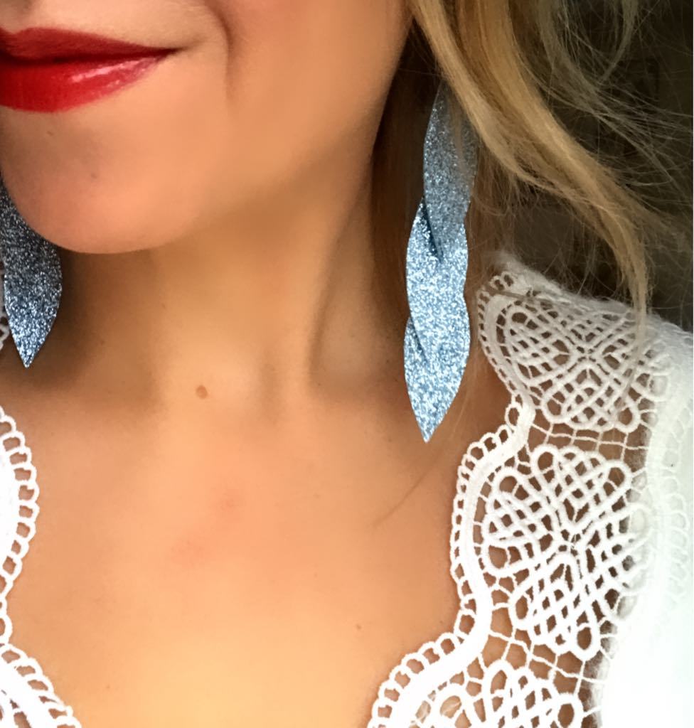 LEMPI earrings, Laura (winter blue glitter, three-piece)