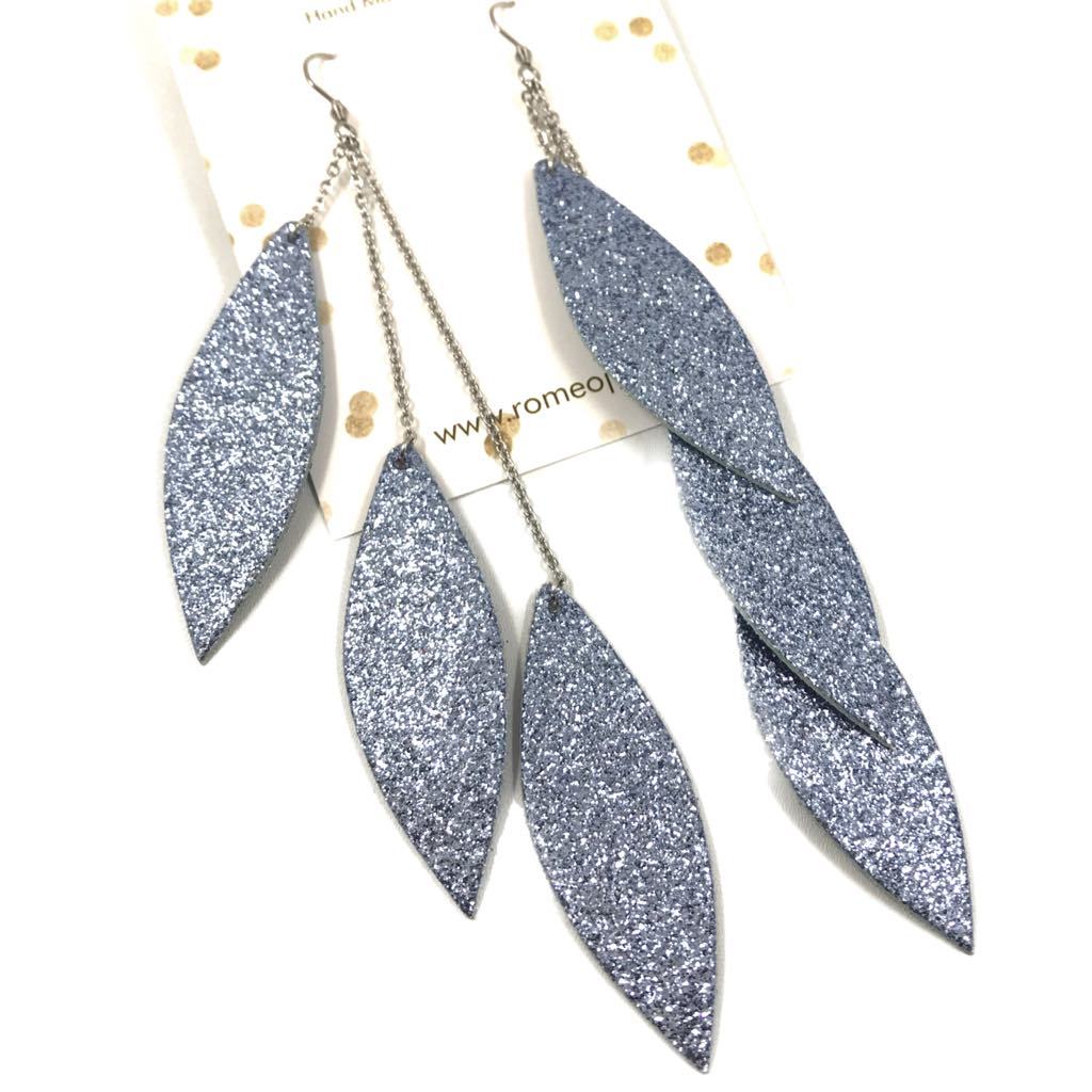 LEMPI earrings, Laura (winter blue glitter, three-piece)