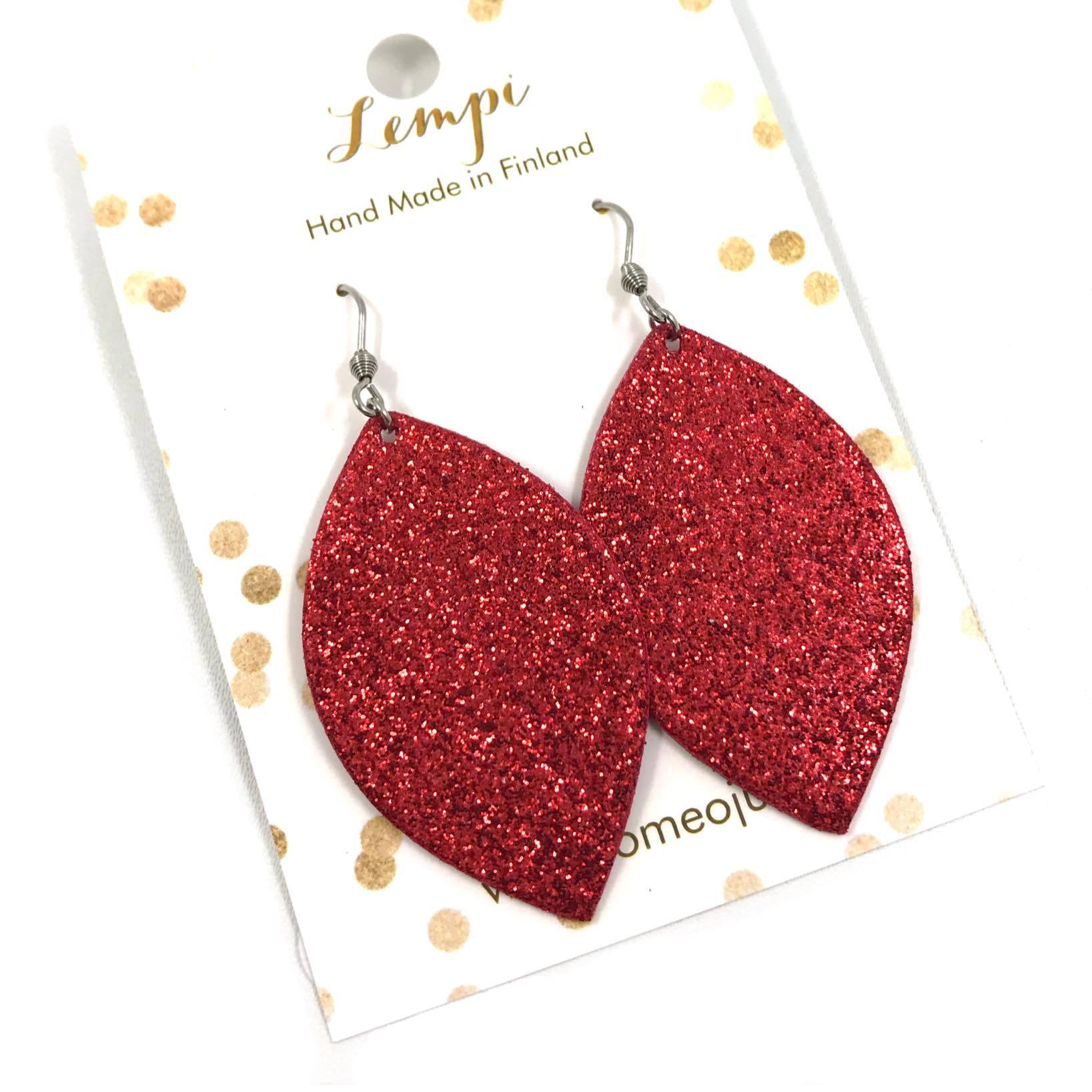 LEMPI-korvakorut, Iisa (punainen glitter)