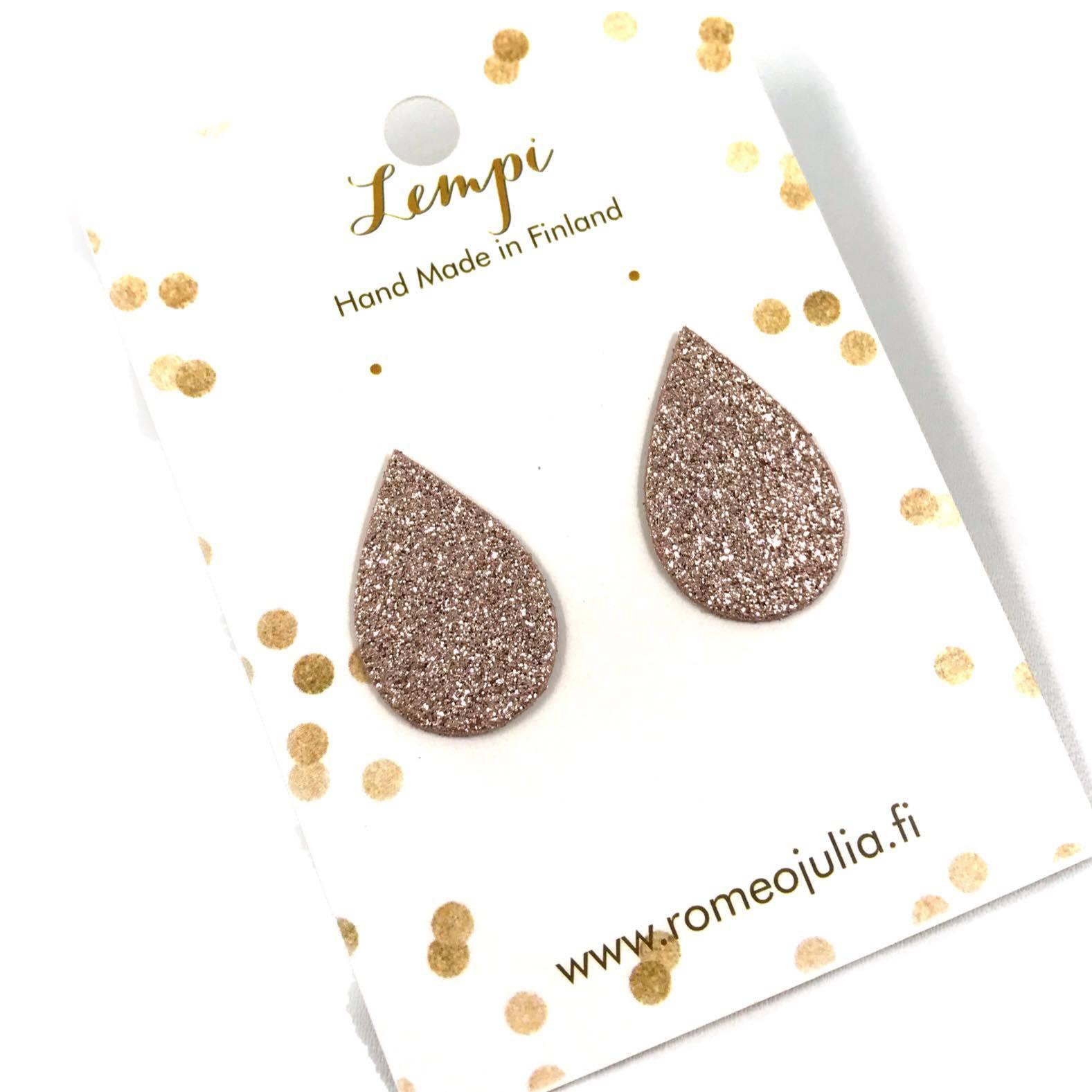 LEMPI-korvanapit, Pisara (ruusukulta glitter)