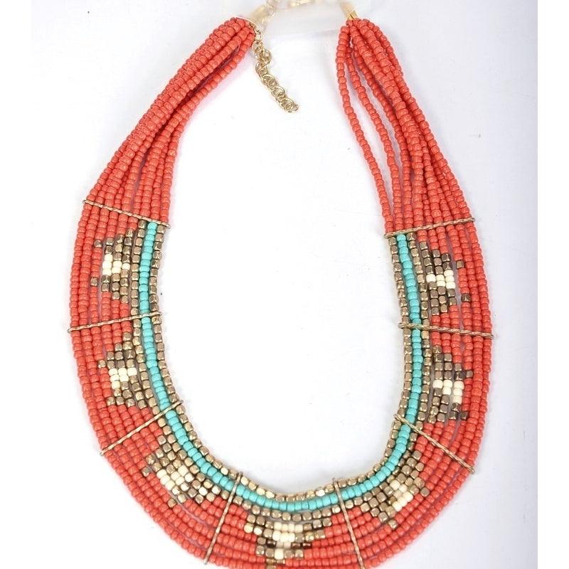 Kaulakoru/ATOLL-PALME, Beads Collar in Coral