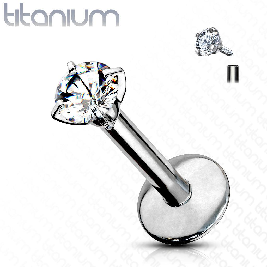 Labret, Titanium Round Medium 3mm CZ