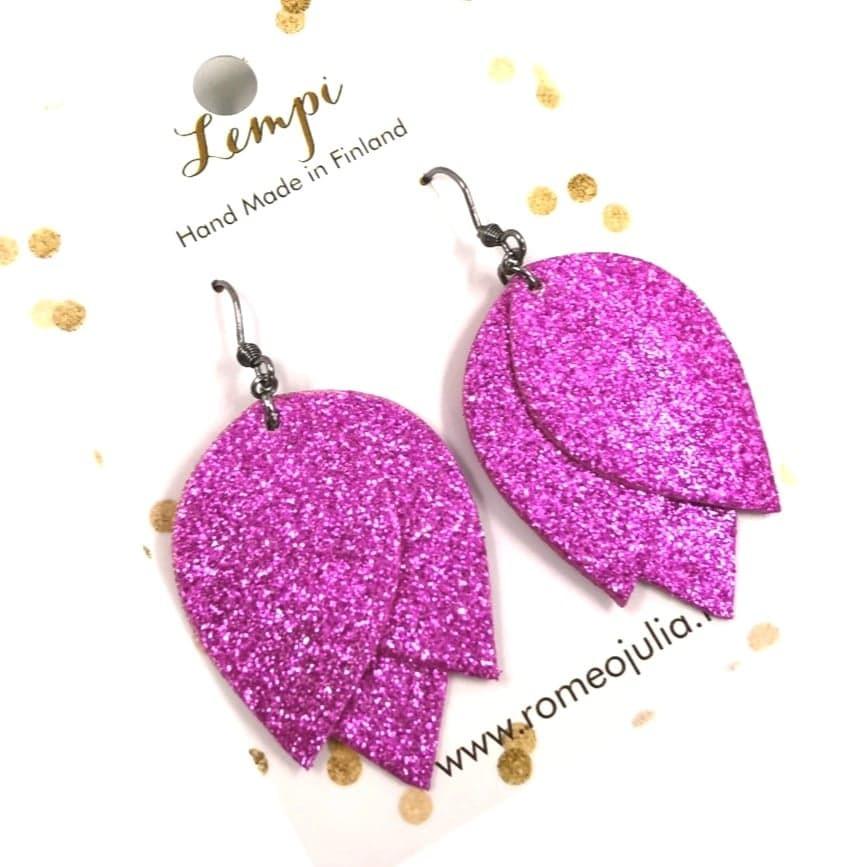 LEMPI earrings, Tulip (pink glitter)
