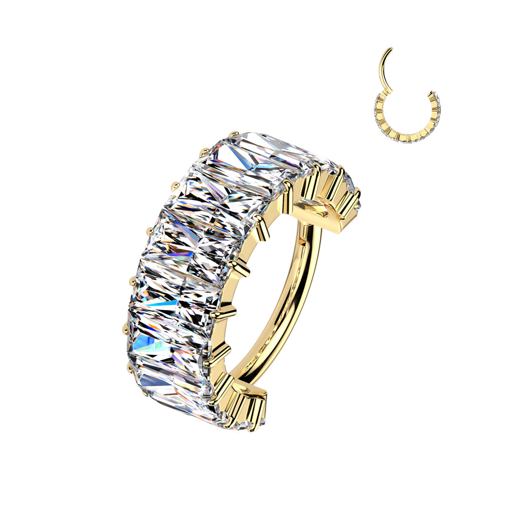 Piercing ring 1.2mm, Titanium Double Line CZ titanium clicker