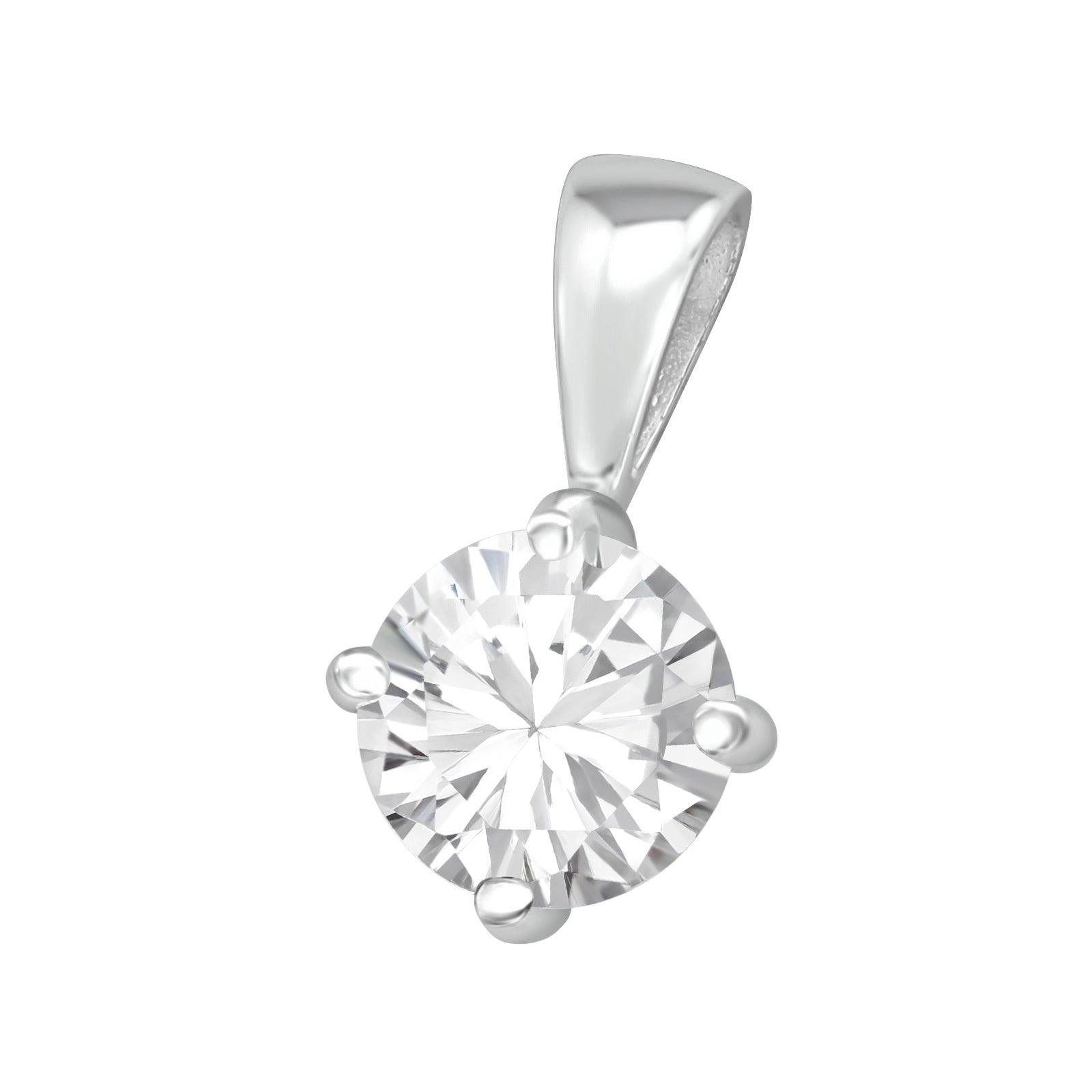 Hopeinen riipus, Simple Round Pendant with CZ