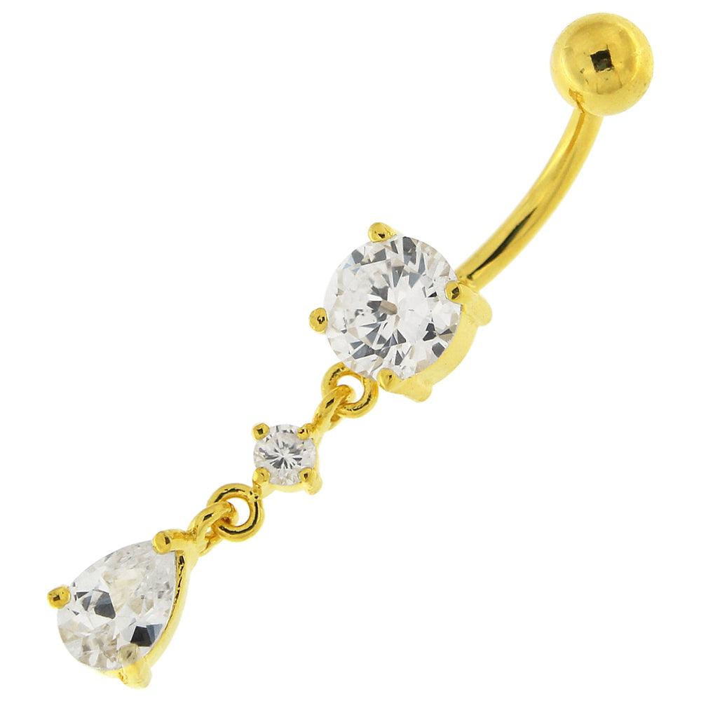 Kullattu napakoru, Simple Teardrop CZ in Gold