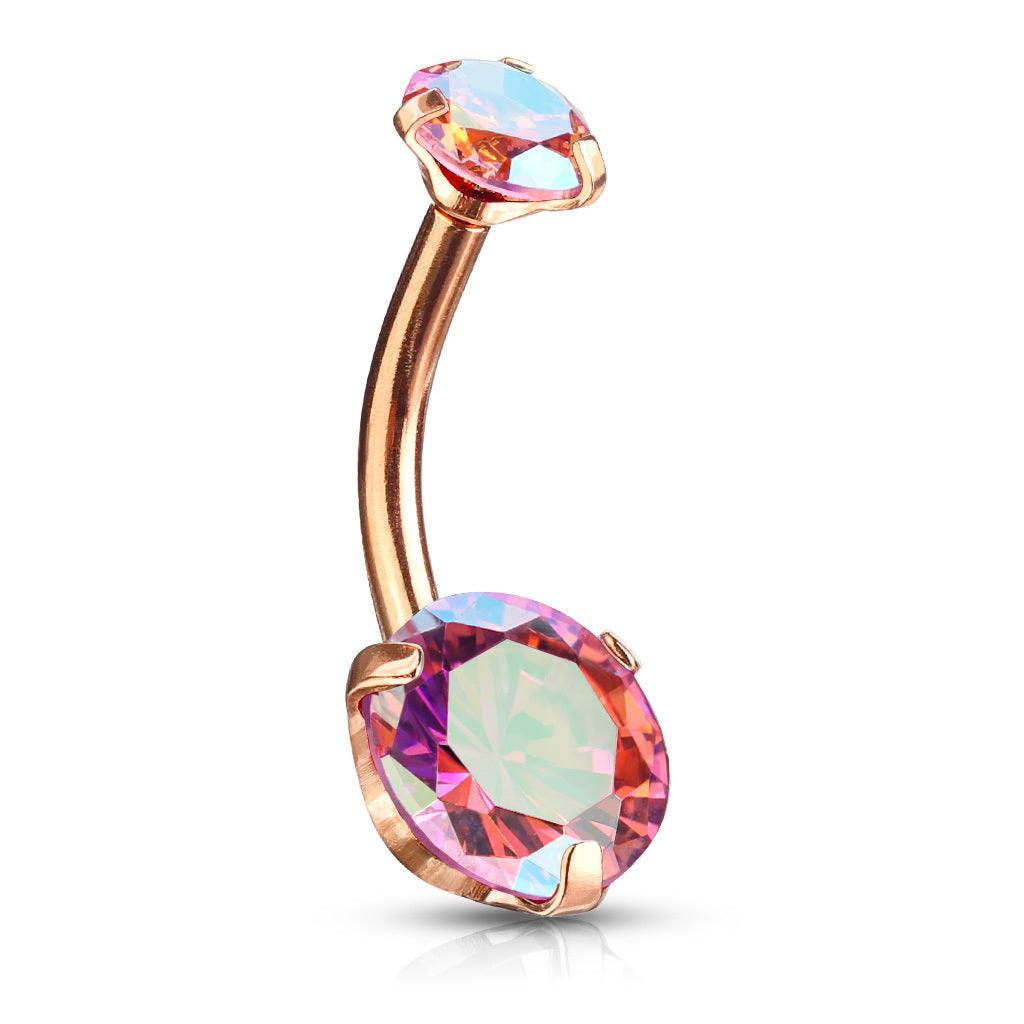 Napakoru, Prong Set Round CZ in AB Pink/Rosegold