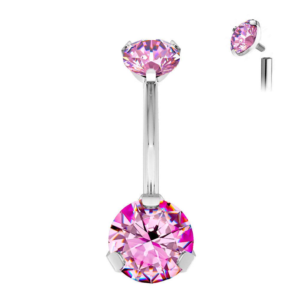 Napakoru, Titanium Prong Set Round CZ in Pink