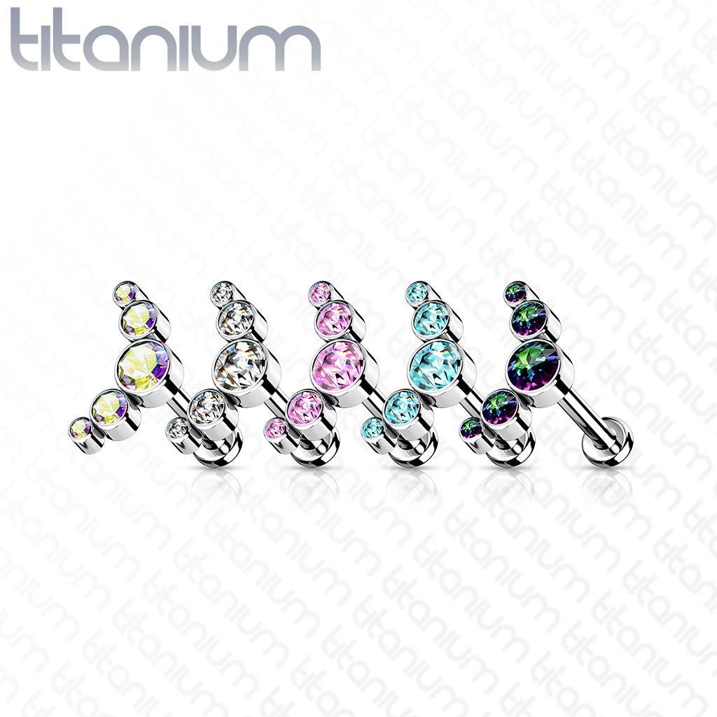 Rustokoru/traguskoru, Titanium 5 CZ Bezel Set Curve Top in Multicolor