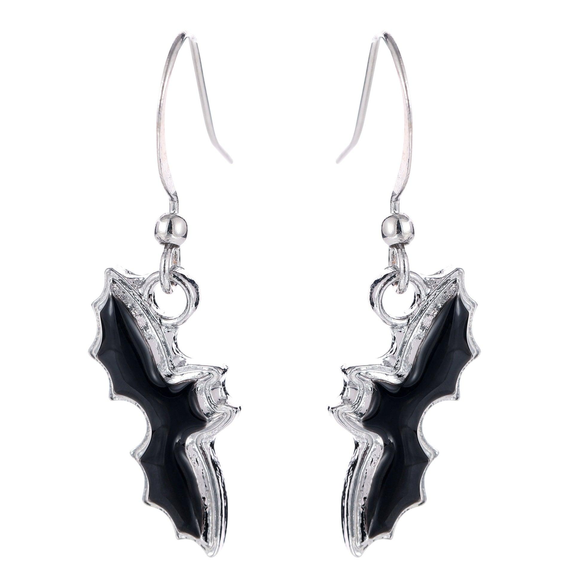 Earrings, Black Bat