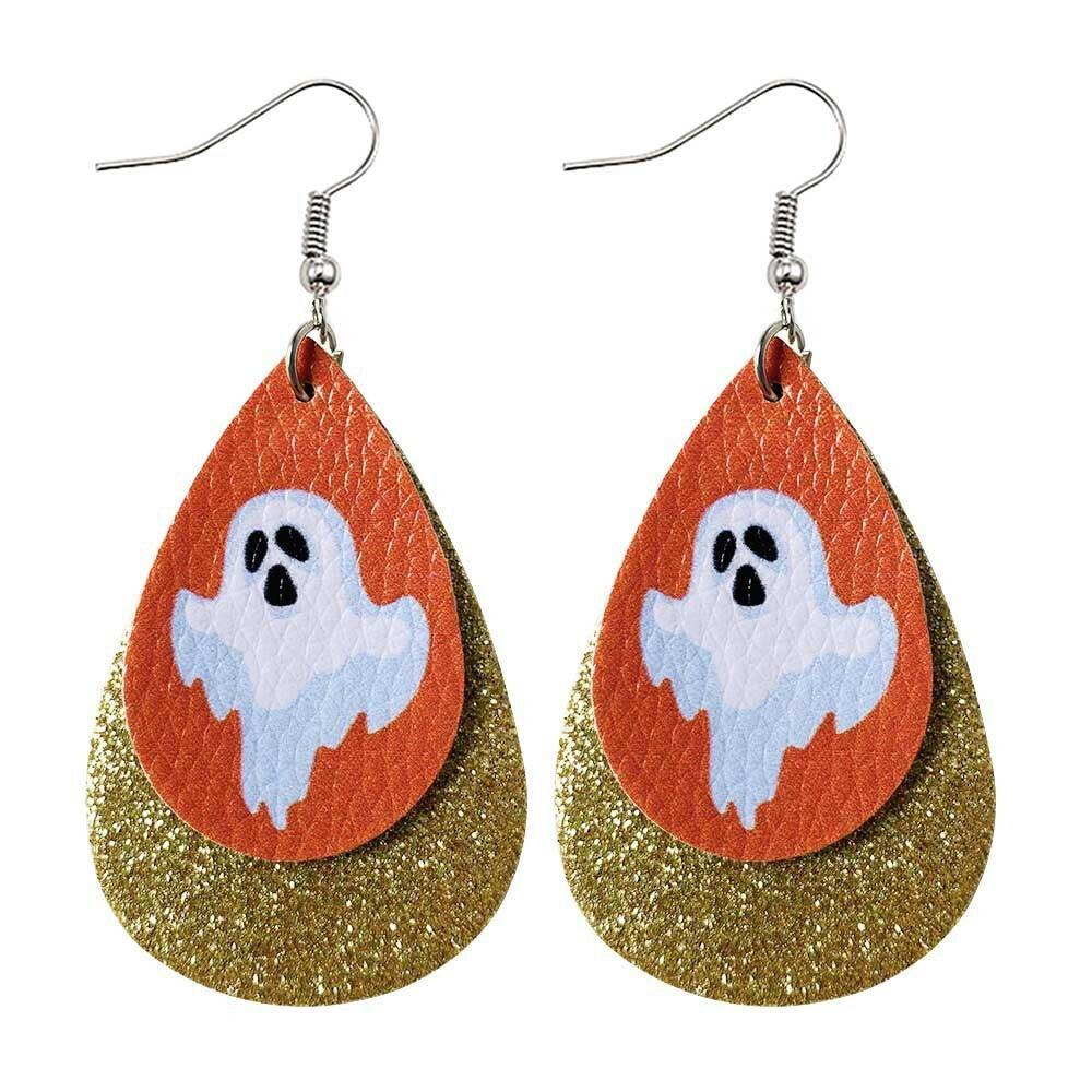 Halloween Earrings, Glittery Ghost Earrings