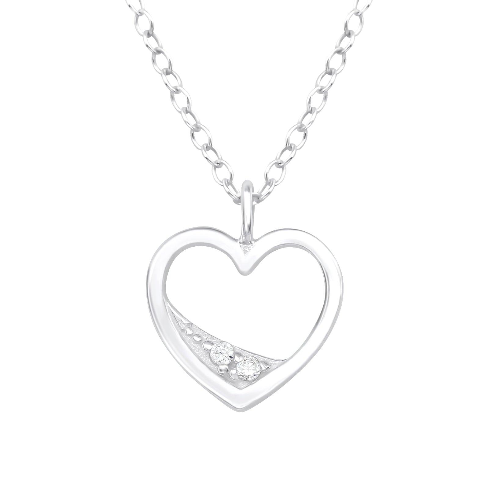 Hopeinen kaulakoru, Elegant Heart with CZ -elegantti sydän
