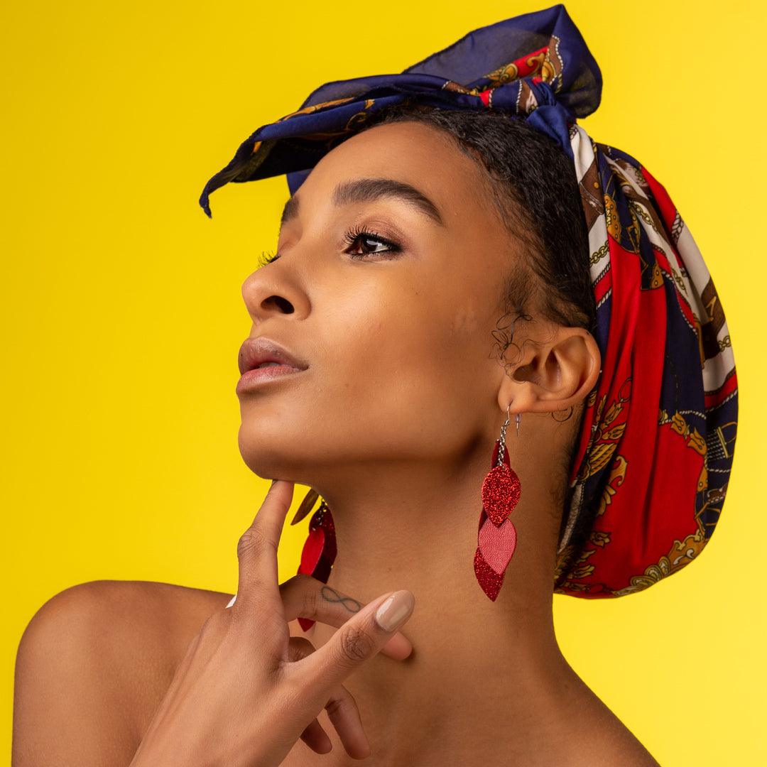 LEMPI-korvakorut, Vilja (punainen, matta-glitter yhdistelmä)