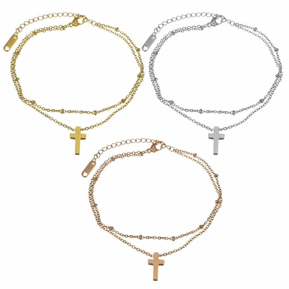 Kirurginteräsrannekoru, Cross Charm Bracelet -ristirannekoru