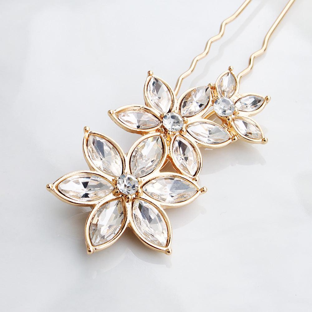 Hair ornament, bow pin/ROMANCE, Simple Flower Hairpiece in Gold