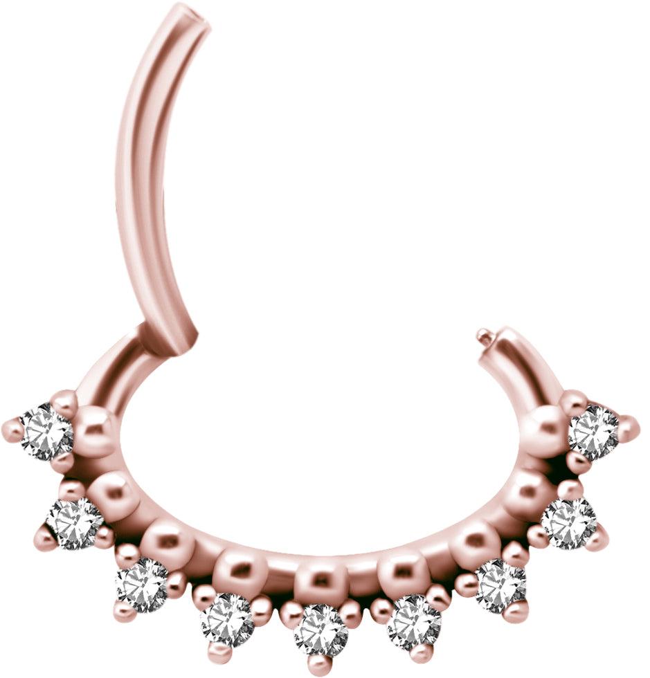 PREMIUM COLLECTION | Rose gold septum & daith clicker with stones