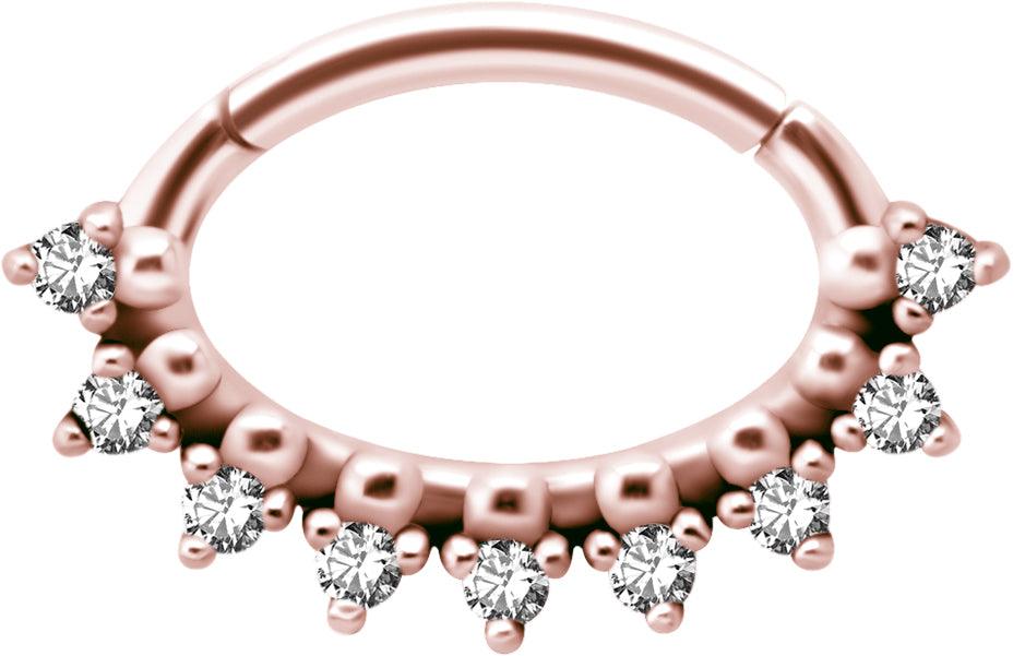 PREMIUM COLLECTION | Rose gold septum & daith clicker with stones