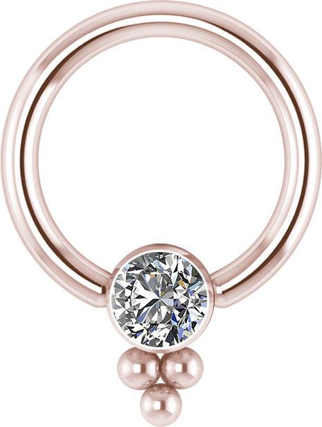 Lävistysrengas, Titanium Cluster with Crystals in Rosegold