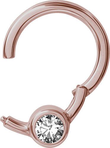 Lävistysrengas 1,2mm, Smiley Clicker Rosegold PVD with crystals