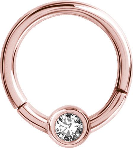 Lävistysrengas 1,2mm, Smiley Clicker Rosegold PVD with crystals