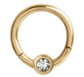 Lävistysrengas 1,2mm, Smiley Clicker Gold PVD