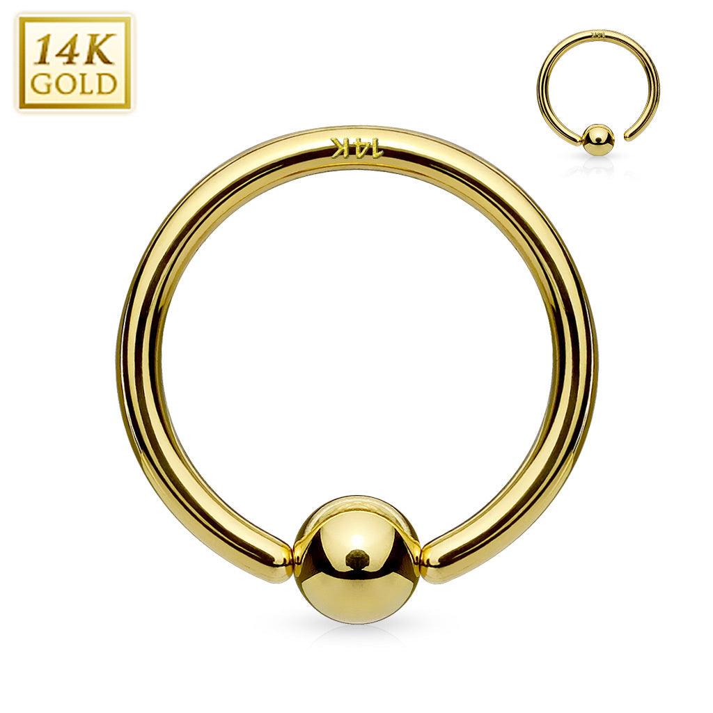 Lävistysrengas, 14K Gold Fixed Ball Bendable Hoop Ring -kultarengas