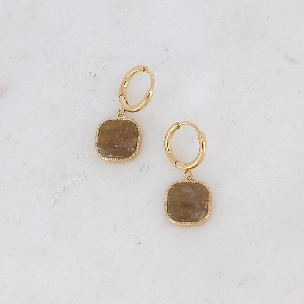 Earrings, BOHM PARIS|Boucles D'oreilles Gigi avec pierre labradorite