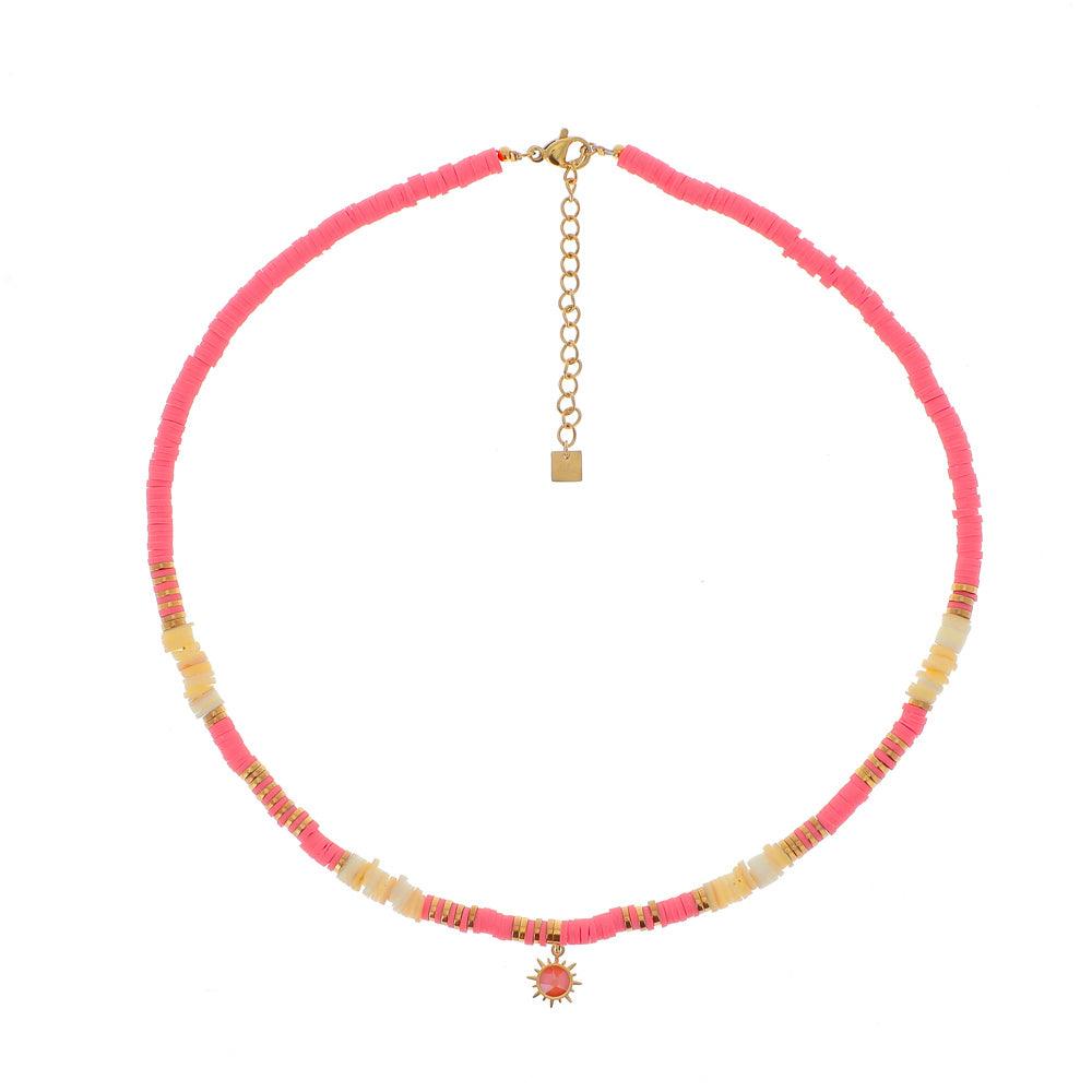 Necklace, BOHM PARIS|Collier Surf avec Cristal pink