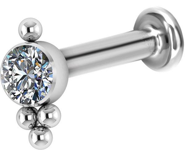 Rustokoru/traguskoru, Titanium Cluster Labret with CZ