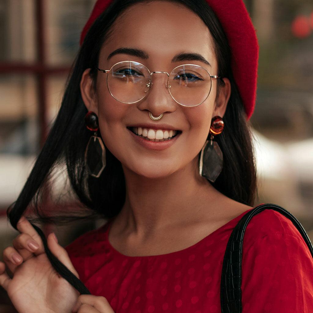 Lävistysrengas, Titanium Hoop Rings with Lined CZ and Balls