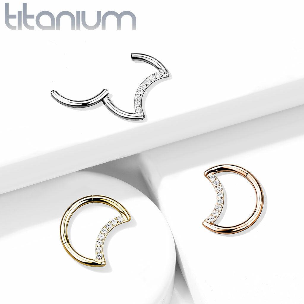 Lävistysrengas, Implant Grade Titanium Crescent Moon in Gold