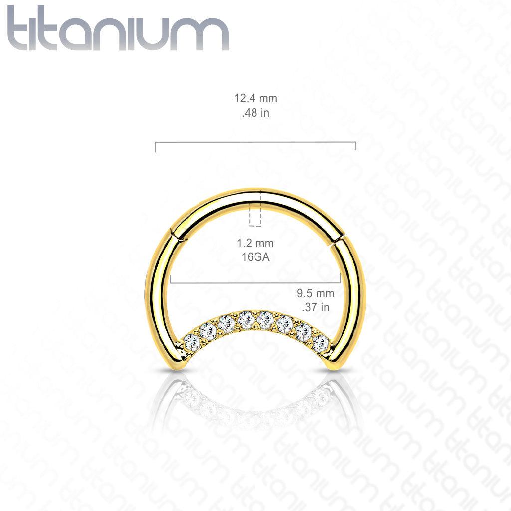 Lävistysrengas, Implant Grade Titanium Crescent Moon in Gold