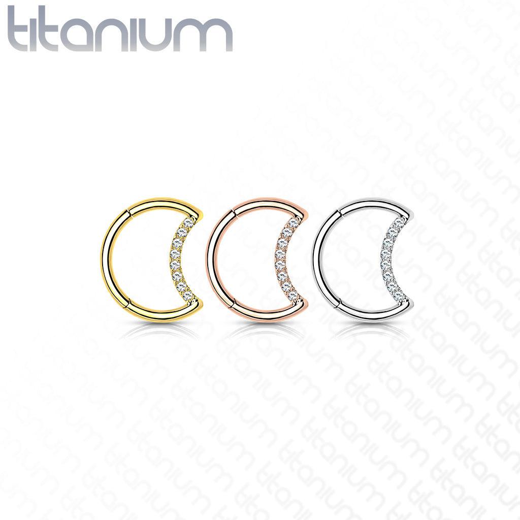 Lävistysrengas, Implant Grade Titanium Crescent Moon in Gold