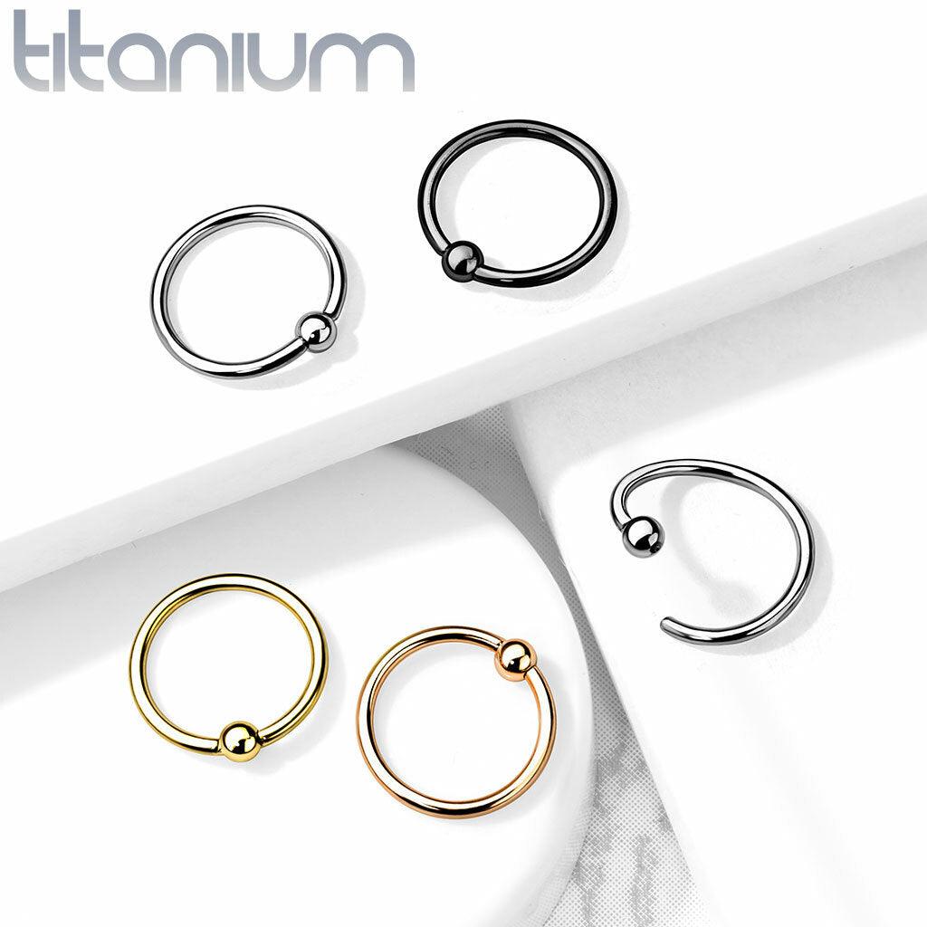 Lävistysrengas 0,8mm, Implant Grade Titanium Bendable Ring in Black