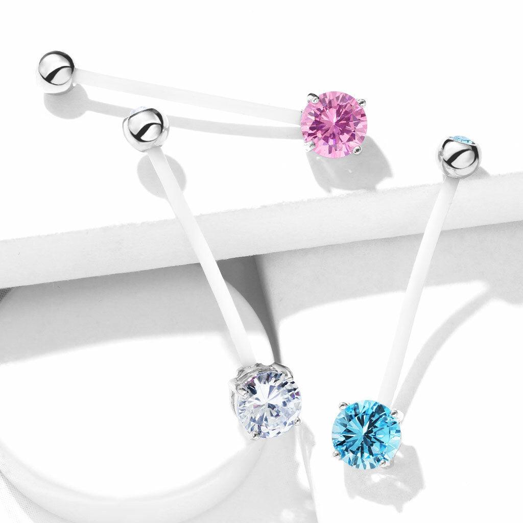 Raskausnapakoru, Flexible CZ Prong Set Navel Ring