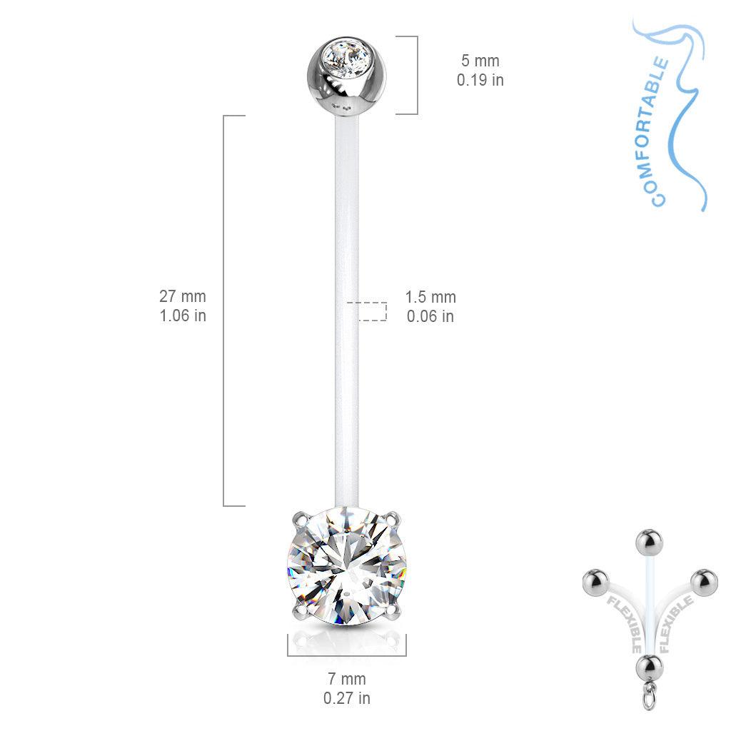 Raskausnapakoru, Flexible CZ Prong Set Navel Ring