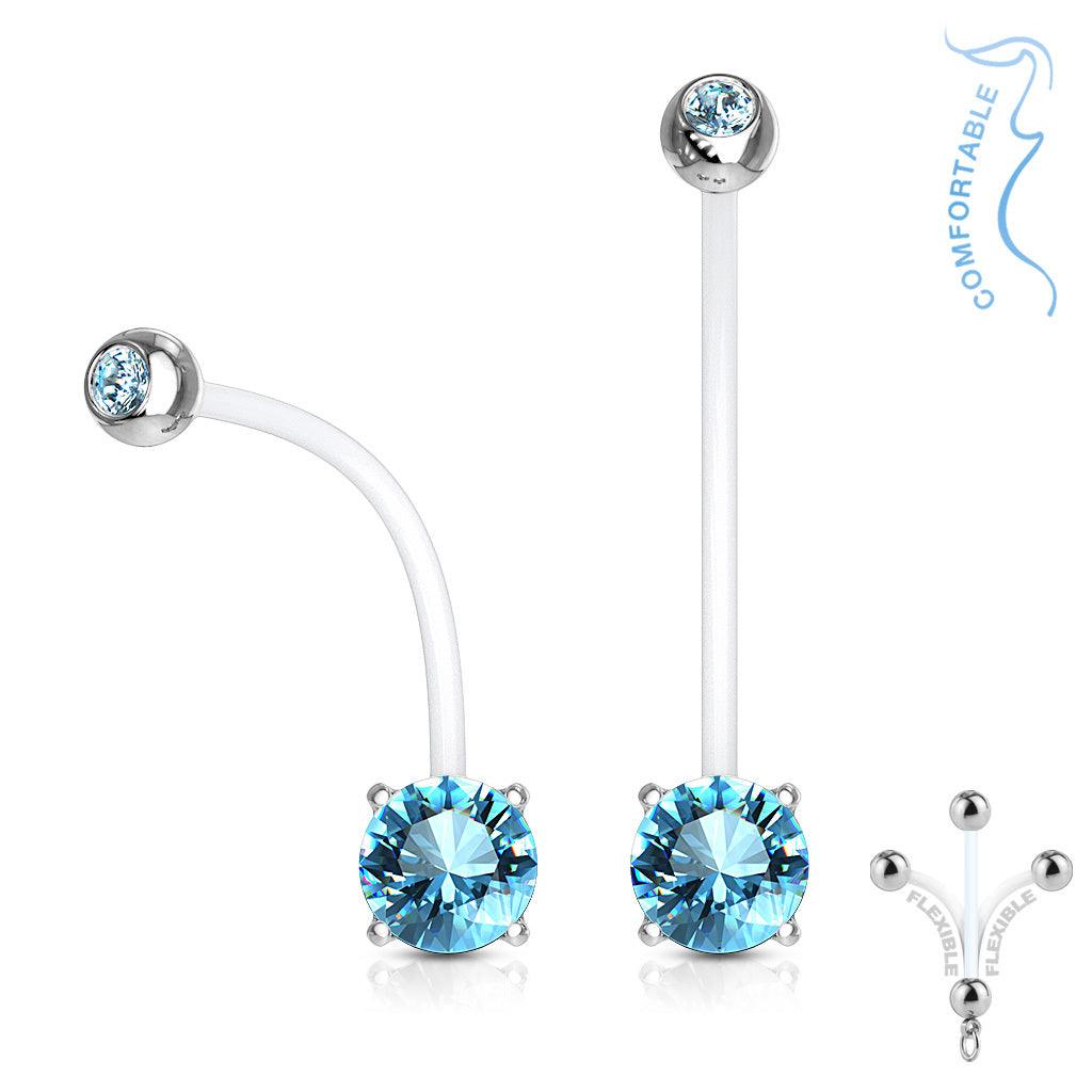 Raskausnapakoru, Flexible CZ Prong Set Navel Ring