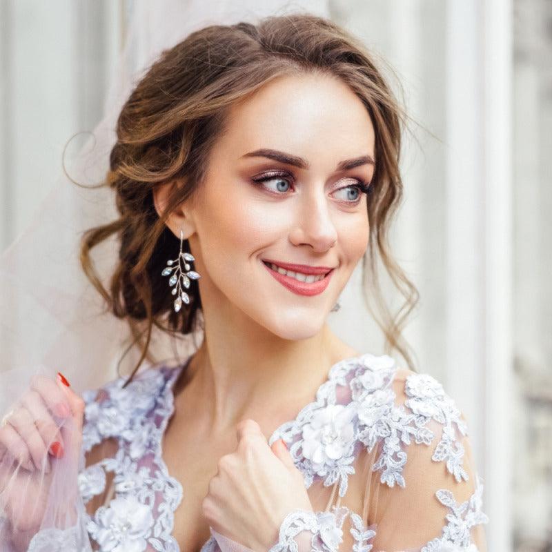 Crystal earrings, ATHENA BRIDAL|Crystal and Opal Twine Earrings