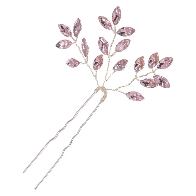 Hiuskoru, ATHENA BRIDAL|Dainty Pink Hairpin with Crystals