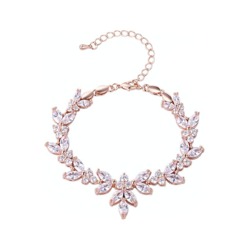 Rannekoru, ATHENA BRIDAL|Elegant Cubic Zirconia Bracelet in Rosegold