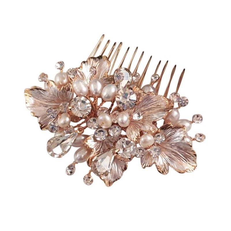 Hiuskoru, ATHENA BRIDAL|Beautiful Natural Pearl Haircomb in Rosegold