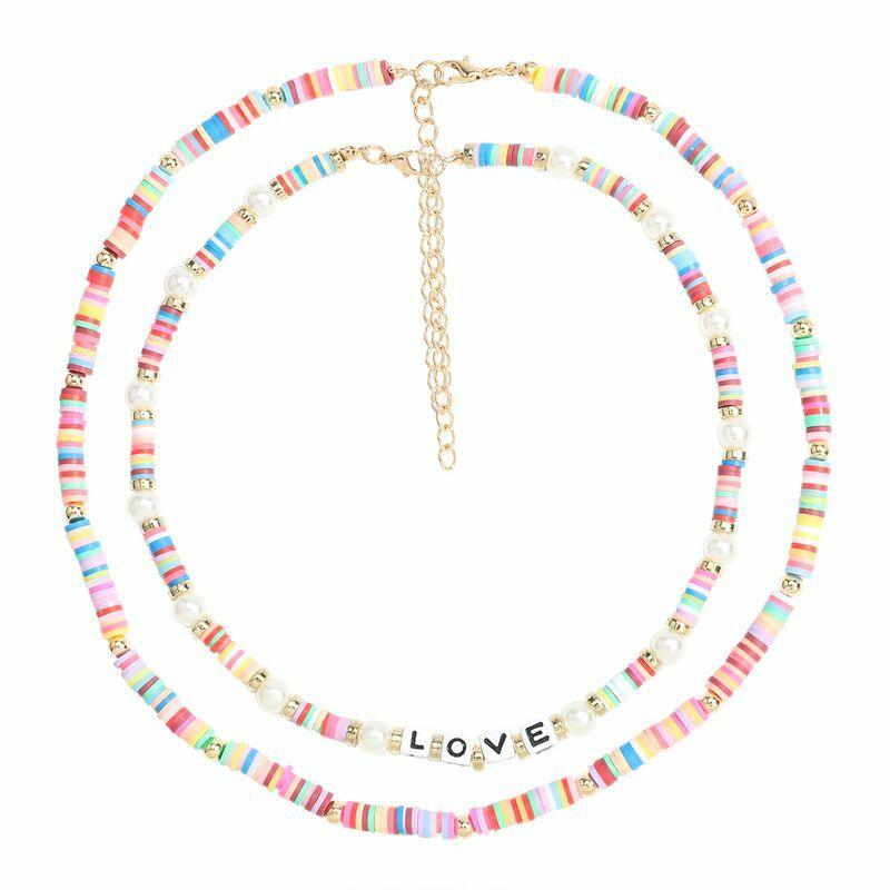Kaulakorusetti, PAPARAZZI|Colourful Surf Necklace with Love Text