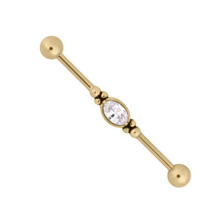 Industrial, Steel Zirconline® Jewelled Barbell with Cubic Zirconia
