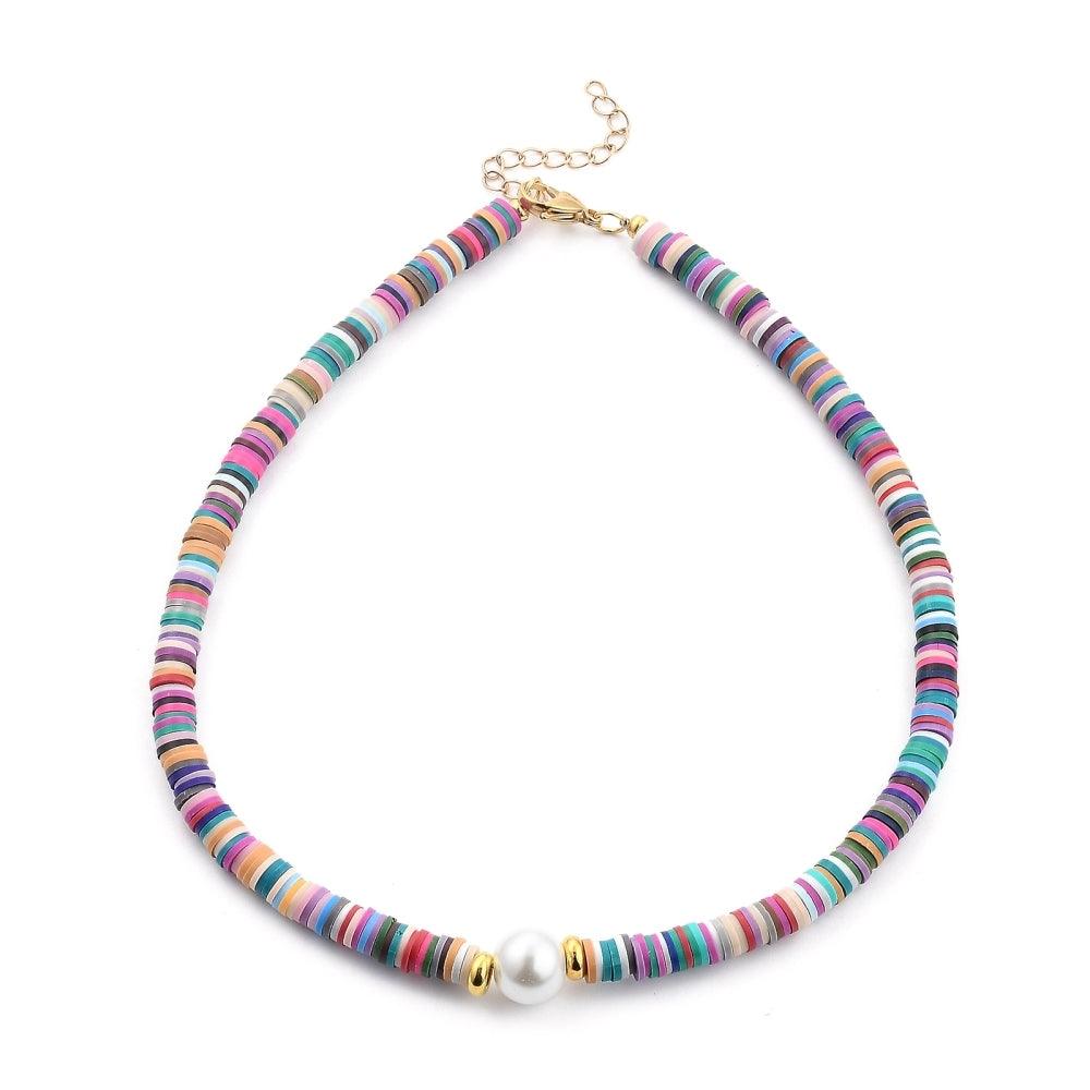 Kaulakoru, FRENCH RIVIERA|Multicolor Surf Necklace with Pearl