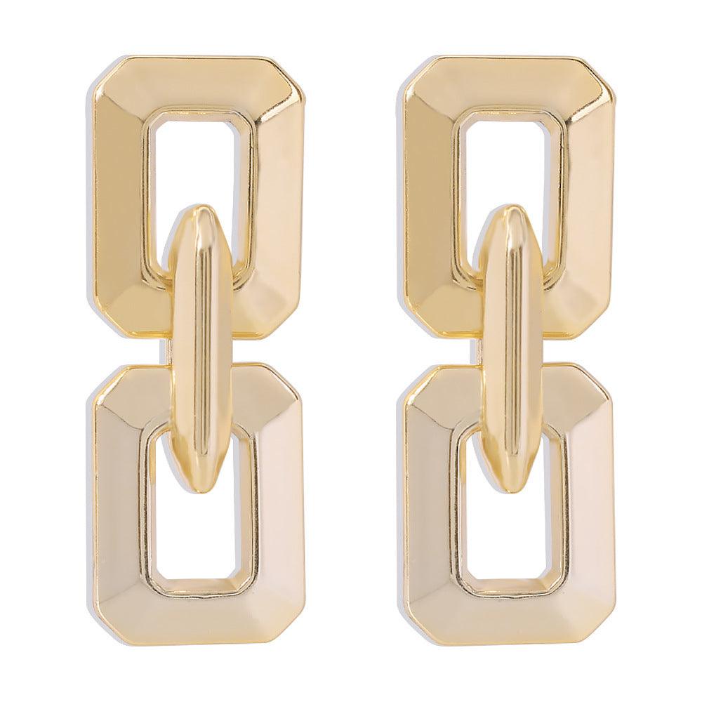 Korvakorut, PAPARAZZI|Chunky Square Gold Chain Earrings