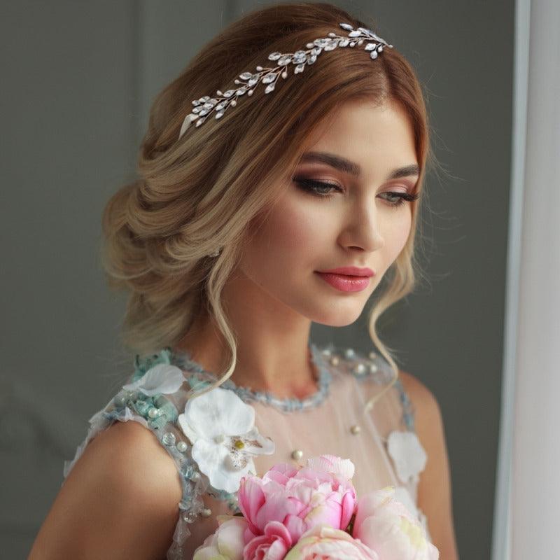 Hiuskoru, ATHENA BRIDAL|Crystal Hair Vine with Natural Pearls (Silver)