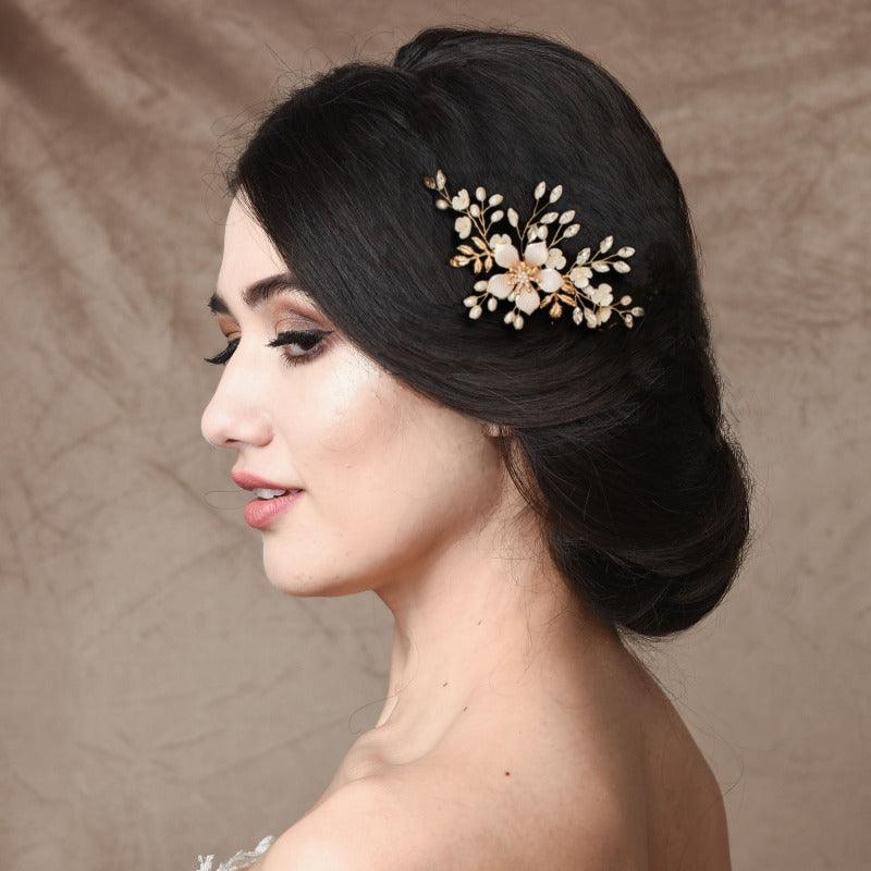 Hiuskoru, ATHENA BRIDAL JEWELLERY|Gold Flower Headpiece