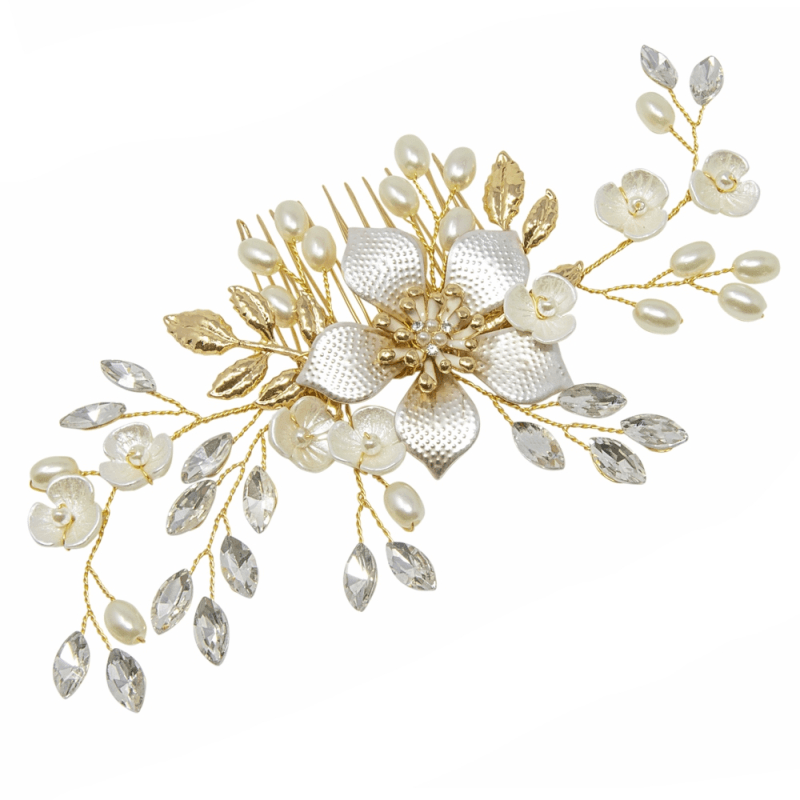 Hiuskoru, ATHENA BRIDAL JEWELLERY|Gold Flower Headpiece